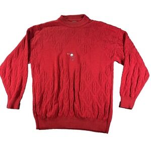 VTG 90s McBriar Sweater Mens XL Red Fisherman Cable Knit NOS Golf Country Club